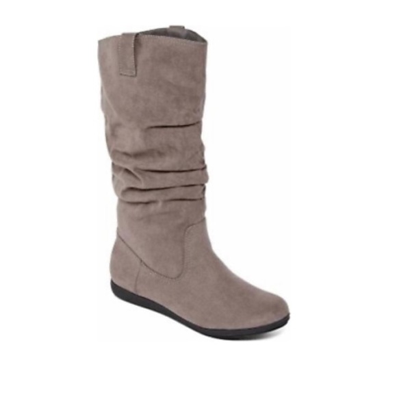 women's suede slouch boots flat